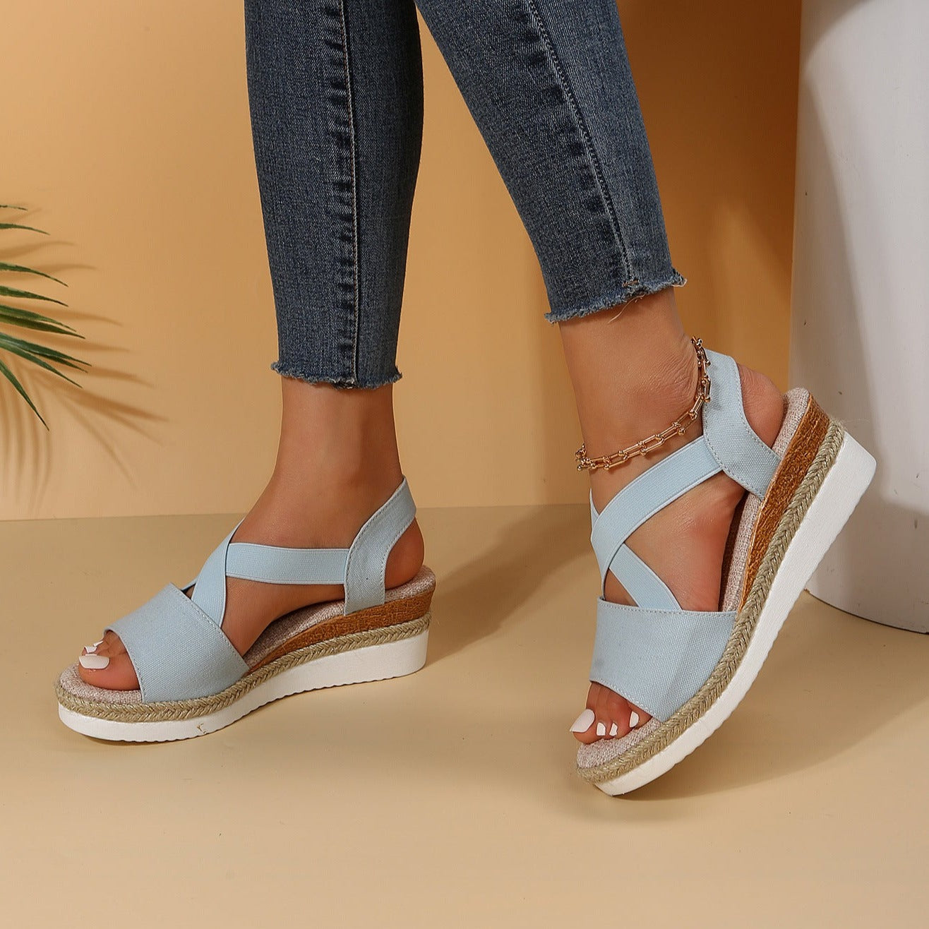 Summer Flat Wedge Heel Fish Mouth Casual Women's Sandals