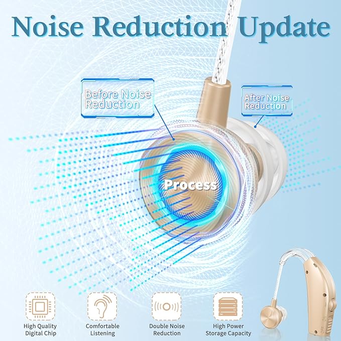 Hearing Aids, Hearing Aids for Seniors with Noise Cancelling and Volume Control, Rechargeable Hearing Aids for Hearing Loss with Charging Case