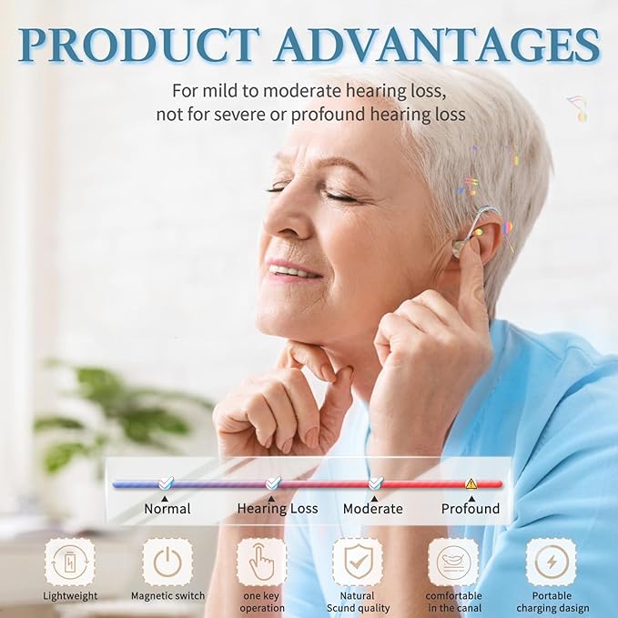 Hearing Aids, Hearing Aids for Seniors with Noise Cancelling and Volume Control, Rechargeable Hearing Aids for Hearing Loss with Charging Case