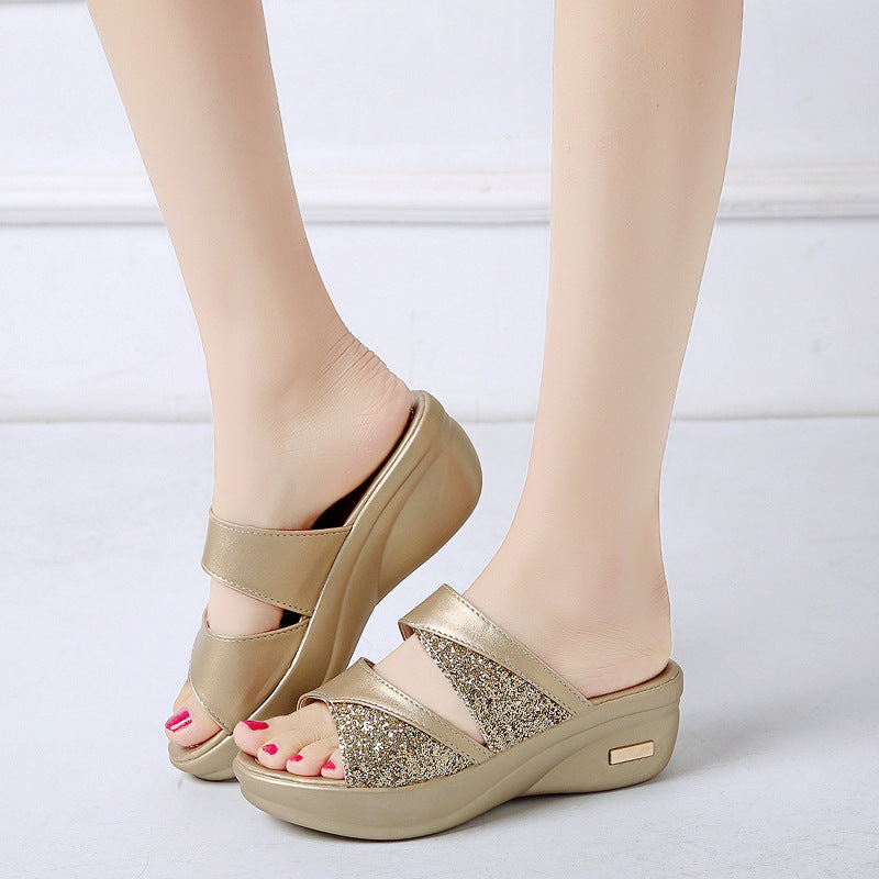 Fashion Platform Platform Wedge Wedge Ladies Slippers