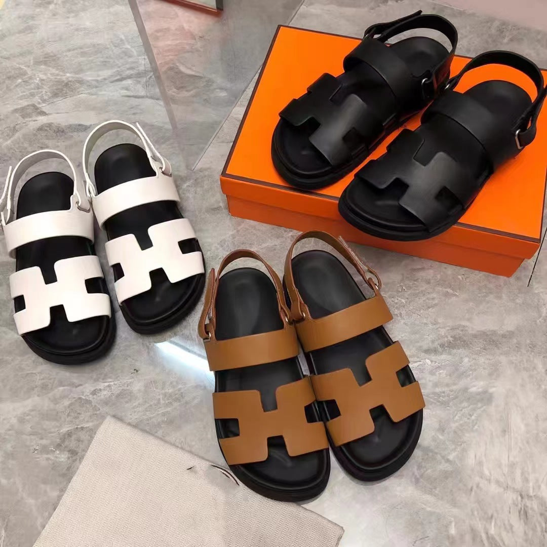 Women's New Summer Flat Hollow Velcro Sandals