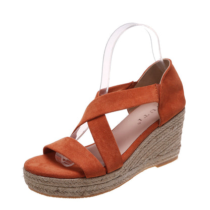 Women's Round Toe Wedge Strap Sandals