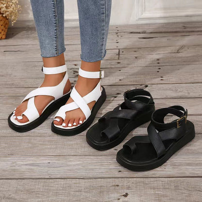 Slip-on Thick Sole Casual Wearing Ring Buckle Strap Women's Shoes