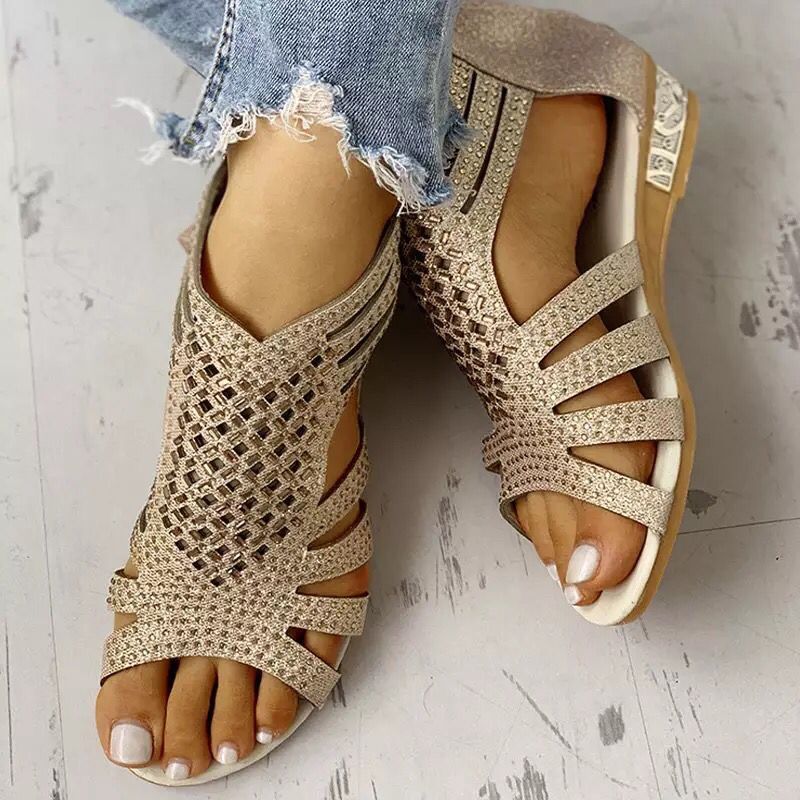 2024 summer rhinestone wedge women's sandals