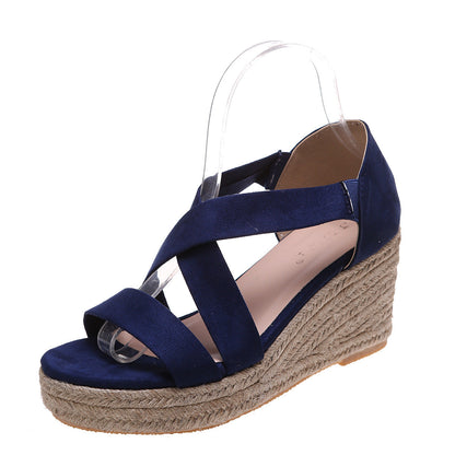 Women's Round Toe Wedge Strap Sandals