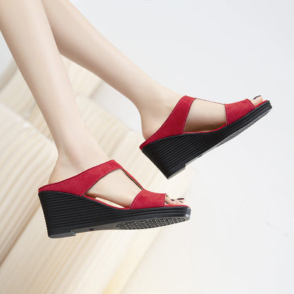 Women's new wedge fish mouth slippers