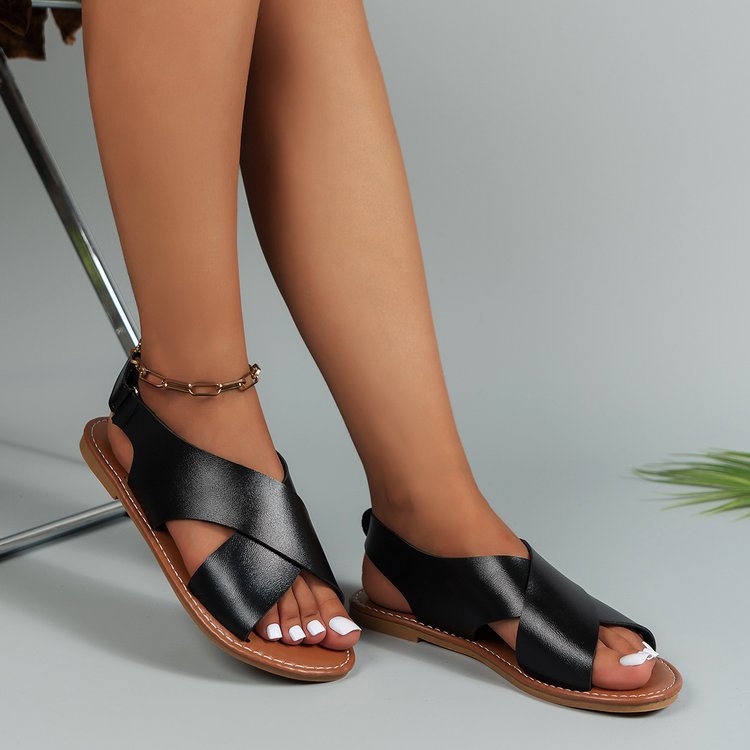 Women Solid Back Strap Peep Toe Sandal