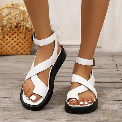 Slip-on Thick Sole Casual Wearing Ring Buckle Strap Women's Shoes