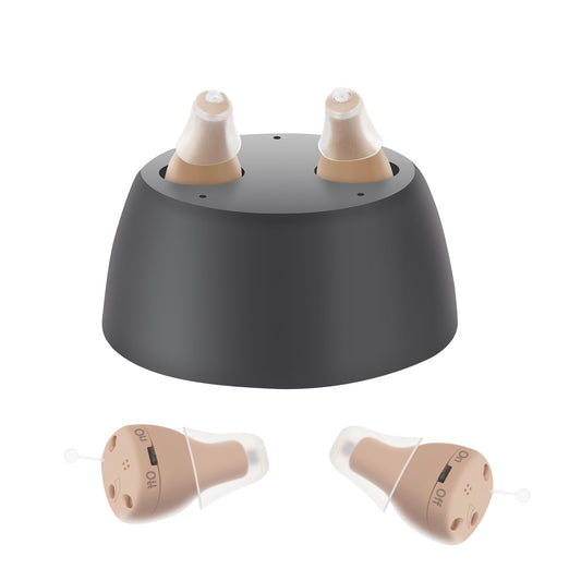 Rechargeable Hearing Amplifier to Aid and Assist Hearing, Premium Comfort Design and Nearly Invisible