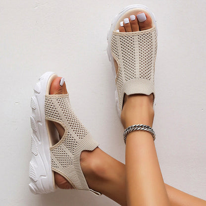 Women's Knitted Elastic Platform Casual Sandals