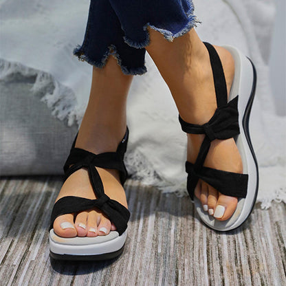 Women's Casual Simple Bow Wedge Sandals