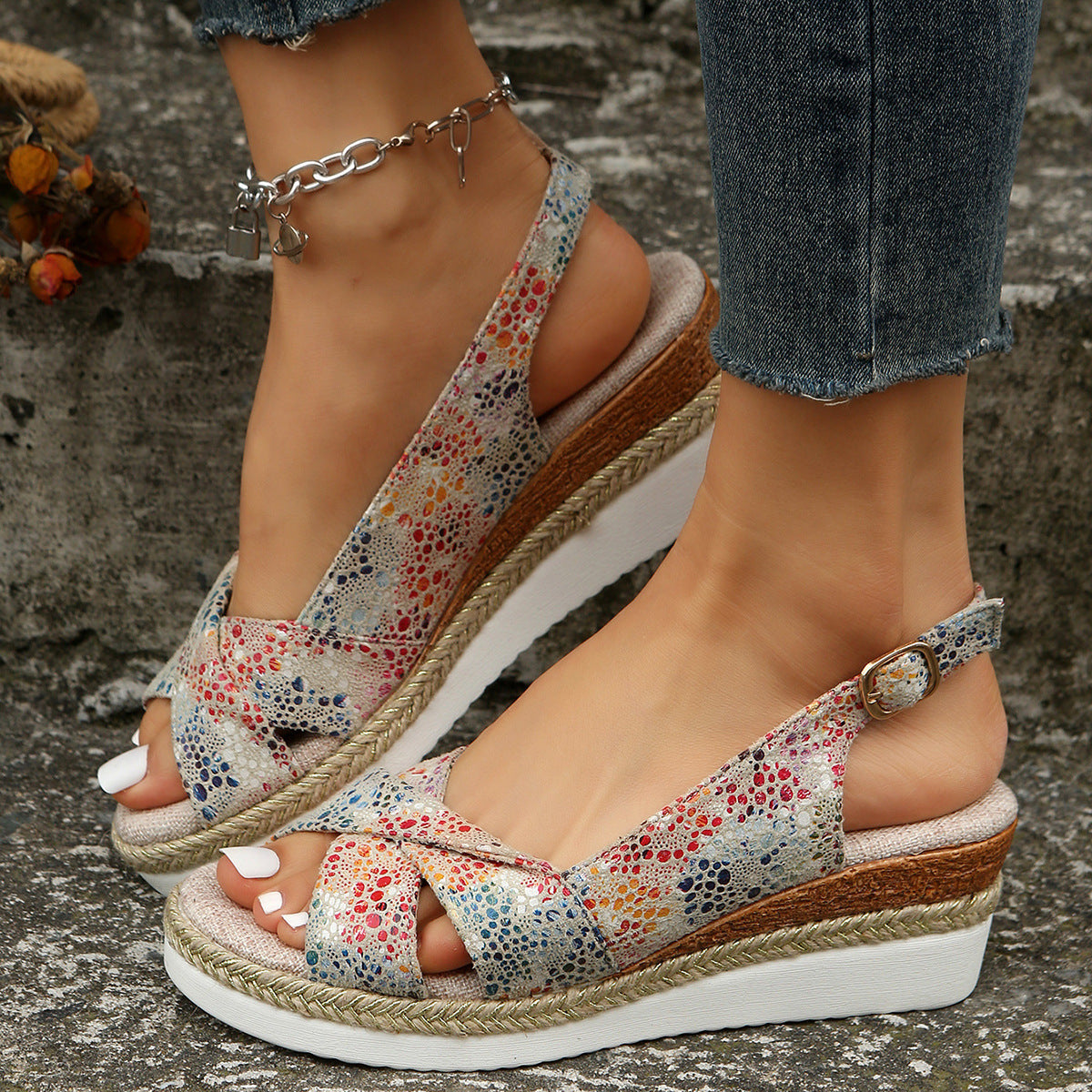 Summer Fashion Buckle Platform Beach Sandals