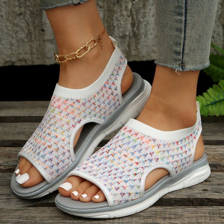 Ladies Fly Woven Thick Sole Casual Breathable Sandals