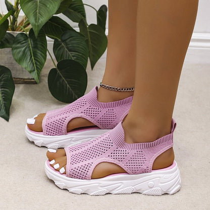 Women's Knitted Elastic Platform Casual Sandals