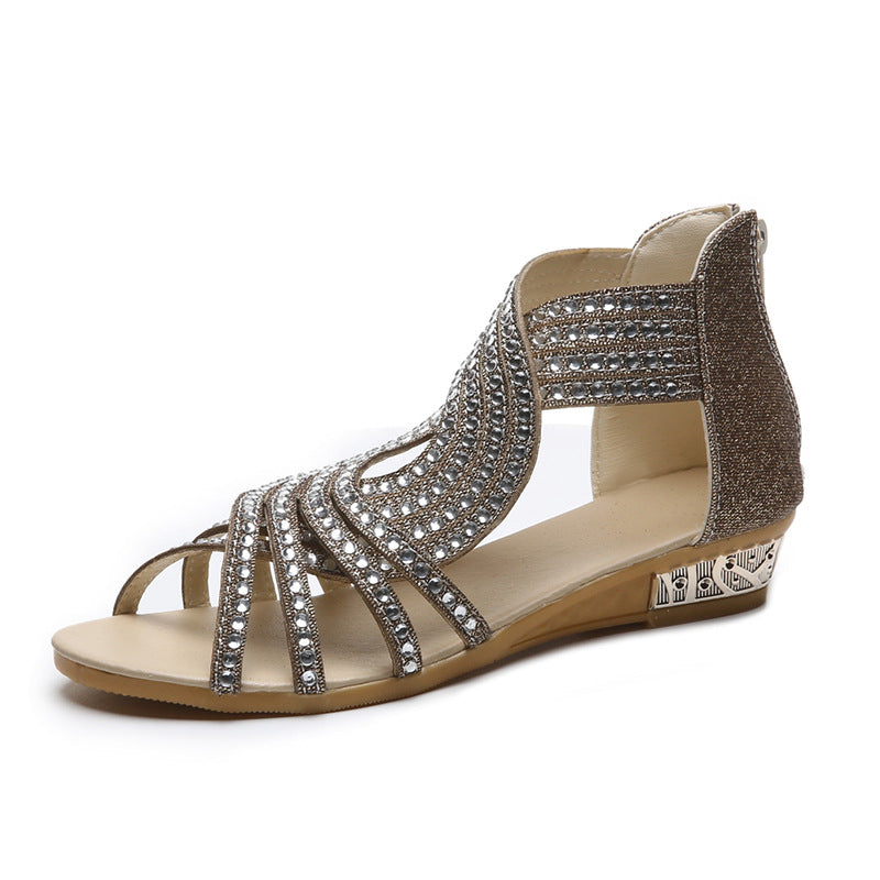 2024 summer rhinestone wedge women's sandals