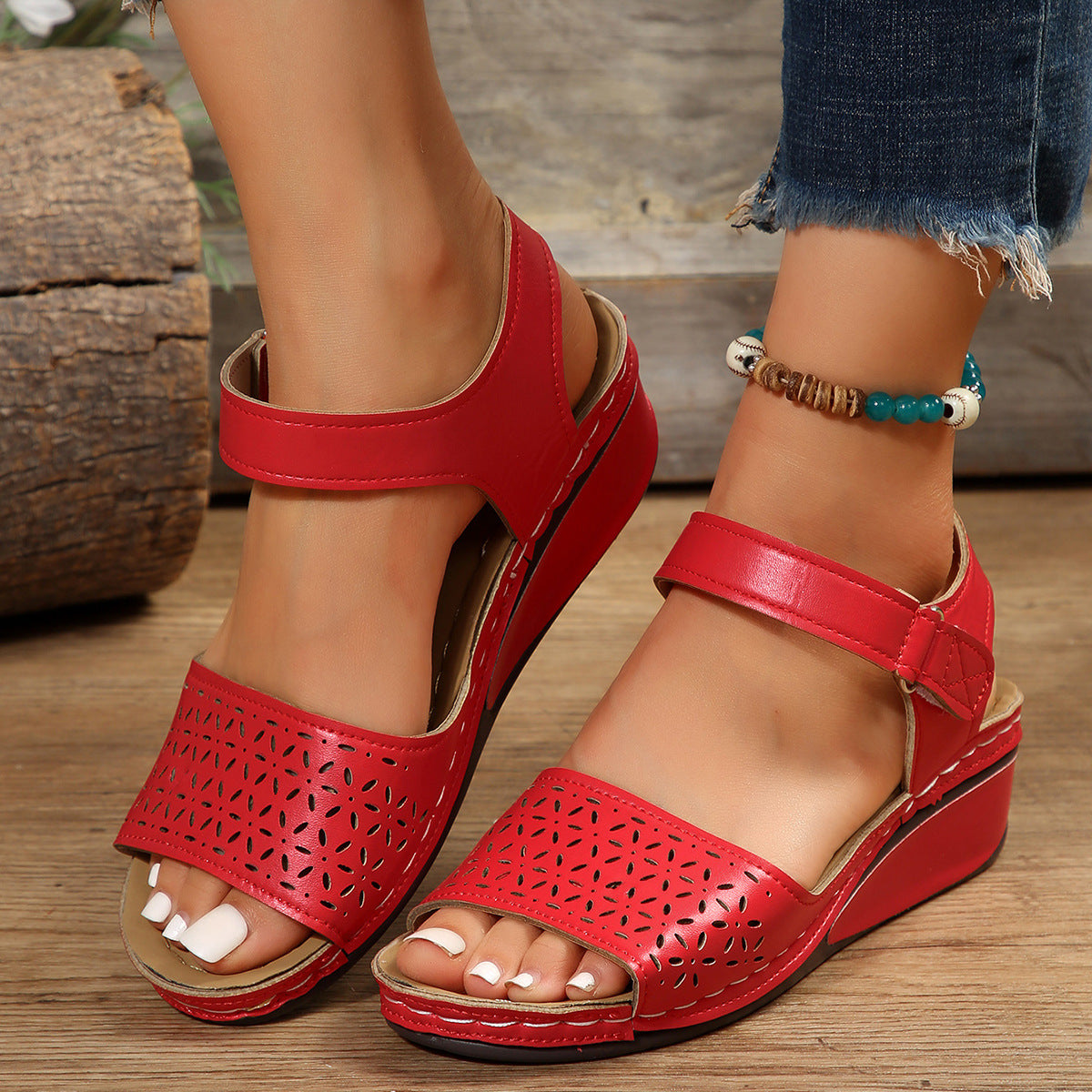 Women's Summer Hollow Flower Platform Sandals