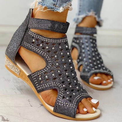 2024 summer rhinestone wedge women's sandals