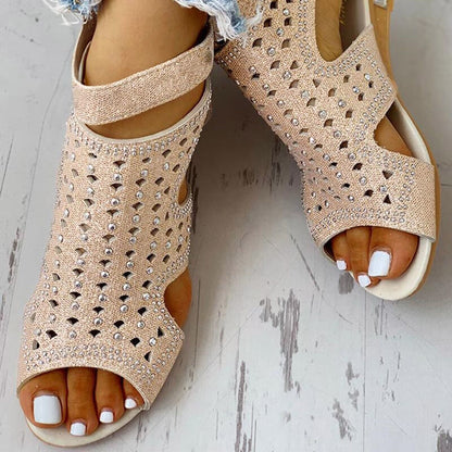 2024 summer rhinestone wedge women's sandals