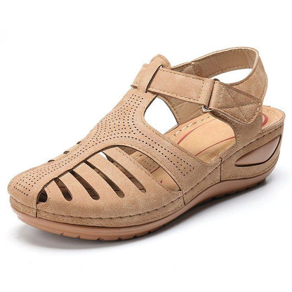 Women Hollow Out Breathable Wedges Thick Sole Buckle Sandals