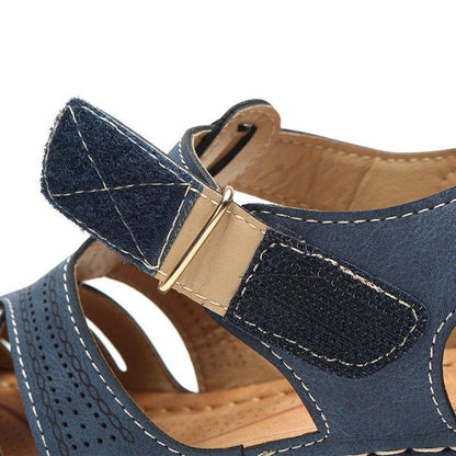 Women Hollow Out Breathable Wedges Thick Sole Buckle Sandals