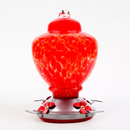 Hand Blown Glass Hummingbird Feeder  - 38 Ounces 