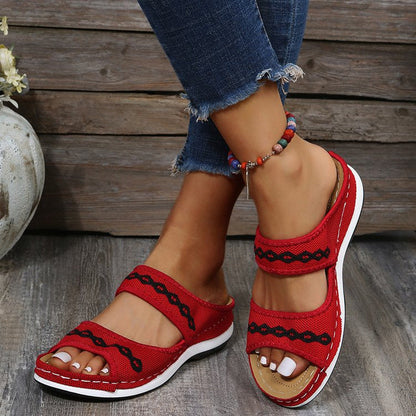 Stylish Wedge Cutout Comfortable Flat Slippers