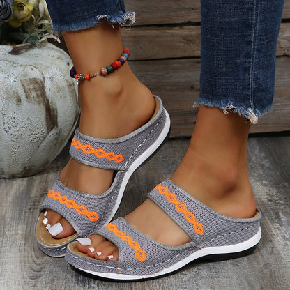 Stylish Wedge Cutout Comfortable Flat Slippers