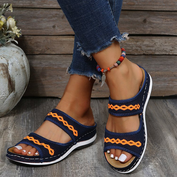 Stylish Wedge Cutout Comfortable Flat Slippers