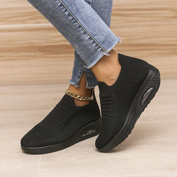 Women's low top fly woven casual sneakers